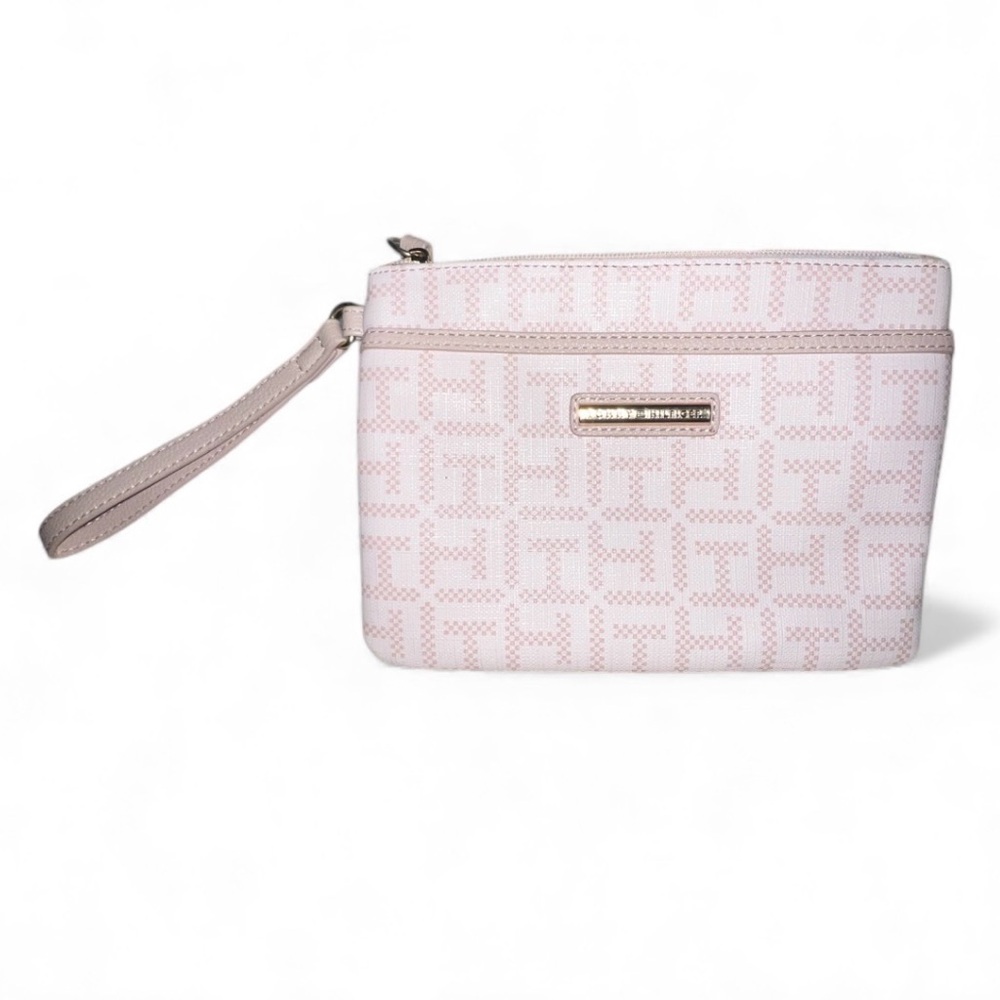 Tommy Hilfiger Pink Monogram Wristlet Medium Wallet Clutch Bag